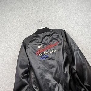 Vintage Chevy Satin Jacket Mens XL Black West Ark 90s USA Made Chevrolet Bomber